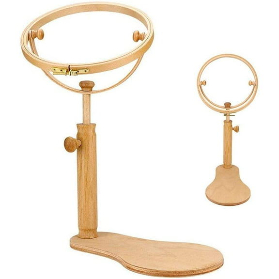 SUTENG Sit-On Round Embroidery Stand Hoop Wood Embroidery Cross Stitch Hoop Ring Frame Adjustable Sewing Tools