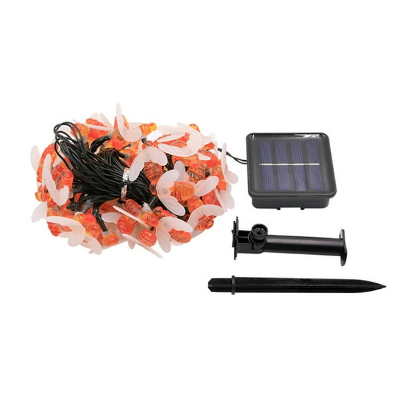 SUTENG Solar Powered Honeybee Outdoor Lights, 30 LED 21 ft Waterproof Fairy String Lights, Bumble Bee Gifts Home Christmas Party Decoration (Warm White)