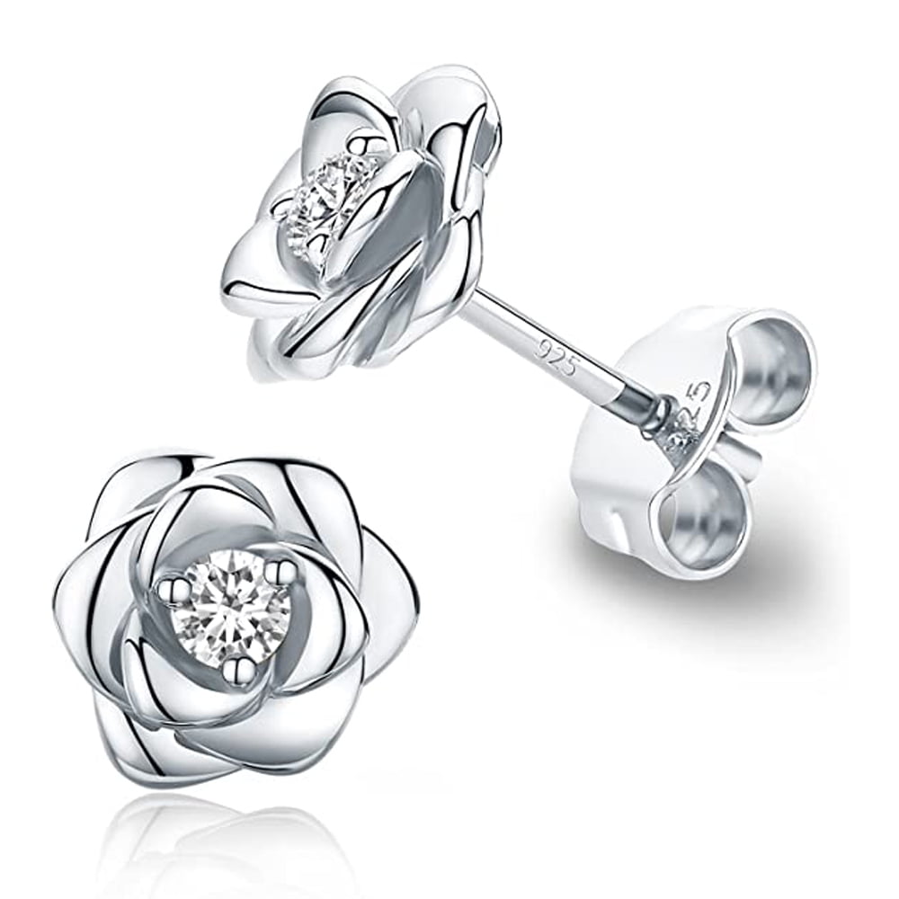 SUTENG Stud Earrings Set Hypoallergenic Sterling Silver Rose