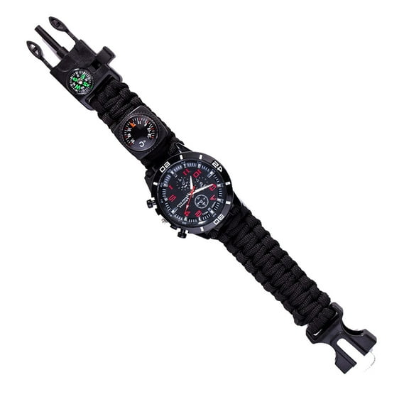 SUTENG Tactical Survival Wristband - Durable Paracord Watch with Built-in Compass & Ferro Rod for Hiking/Emergencies