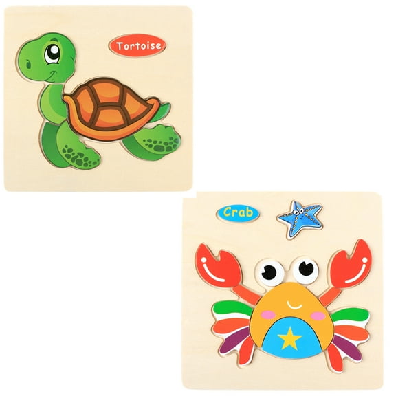 SUTENG Wooden Puzzle Colourful Wooden Puzzle for Preschoolers Helps Early Education Intellectual Development ( 2 Pieces )