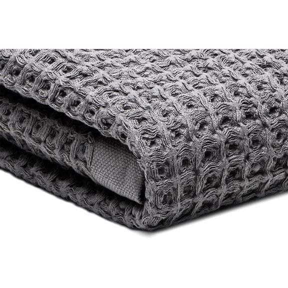 SUTERA - Silverthread Waffle Towel California Grown Pima Cotton, Quick Drying, Ultra Soft, Lightweight and Absorbent Weave Design Luxury (Bath, Grey) 31"x57"