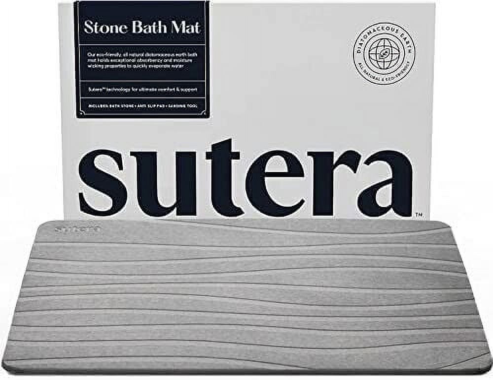 Sangukiro Shower Stone Bath Mat, Dark Gray, Diatomaceous Earth Bath Mat,  Wrapped in Silicone Webbing Non-Slip Super Absorbent Quick Dry Bath Floor