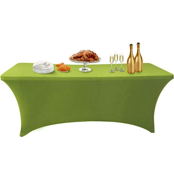 SUTNEG 4 FT Rectangular Spandex Tablecloth Wrinkle Free for Party DJ Trade Show Banquet Wedding Cocktail