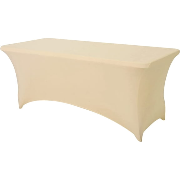 SUTNEG 6 FT Rectangular Spandex Tablecloth Wrinkle Free for Party DJ Trade Show Banquet Wedding Cocktail
