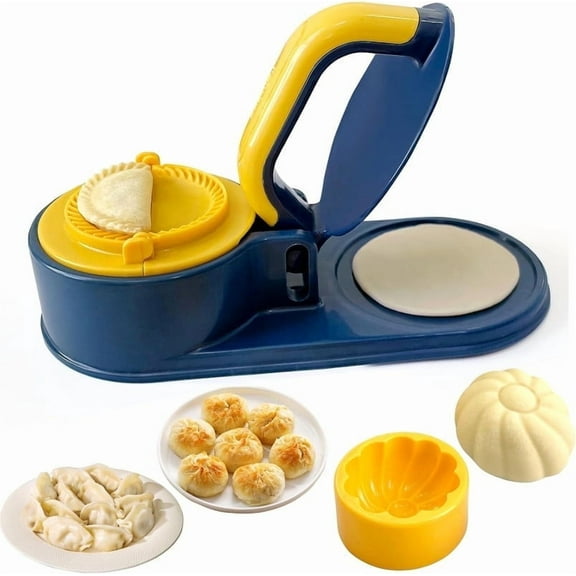 SUTRAME 3 in 1 Dumpling Maker Press, Multifunctional DIY Dumpling Skin Dough Presser, Bao Bun Empanadas Mold Press Making Set,Blue