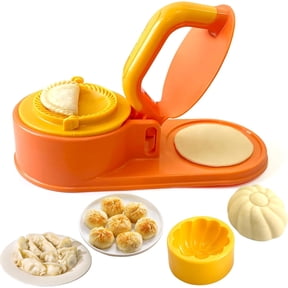 SUTRAME 3 in 1 Dumpling Maker Press, Multifunctional DIY Dumpling Skin Dough Presser, Bao Bun Empanadas Mold Press Making Set,Orange