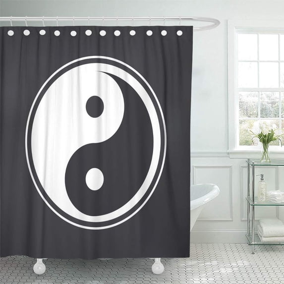 SUTTOM Abstract Yin Yang on Blackboard Artistic Blank Brush Shower Curtain 60x72 inch