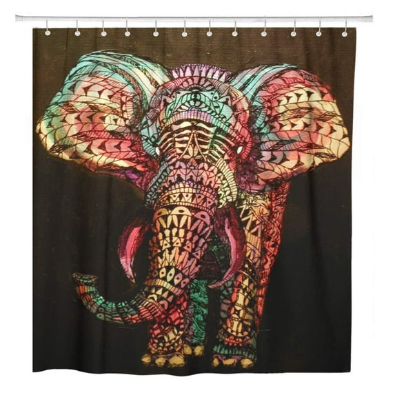 SUTTOM Africa Elephant Bohemian Shower Curtain 66x72 inch