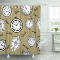 thumbnail image 1 of SUTTOM Antique Vintage Pocket Watches and Text on Light Brown Black Shower Curtain 66x72 inch, 1 of 1