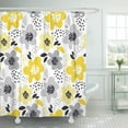 thumbnail image 1 of SUTTOM Beige Gray and Yellow Floral Contemporary Spring with Abstract Flowers Modern Shower Curtain 66x72 inch, 1 of 1