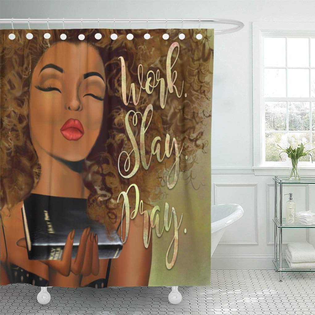 SUTTOM Black Work Slay Inspiration Empowerment Melanin Shower Curtain