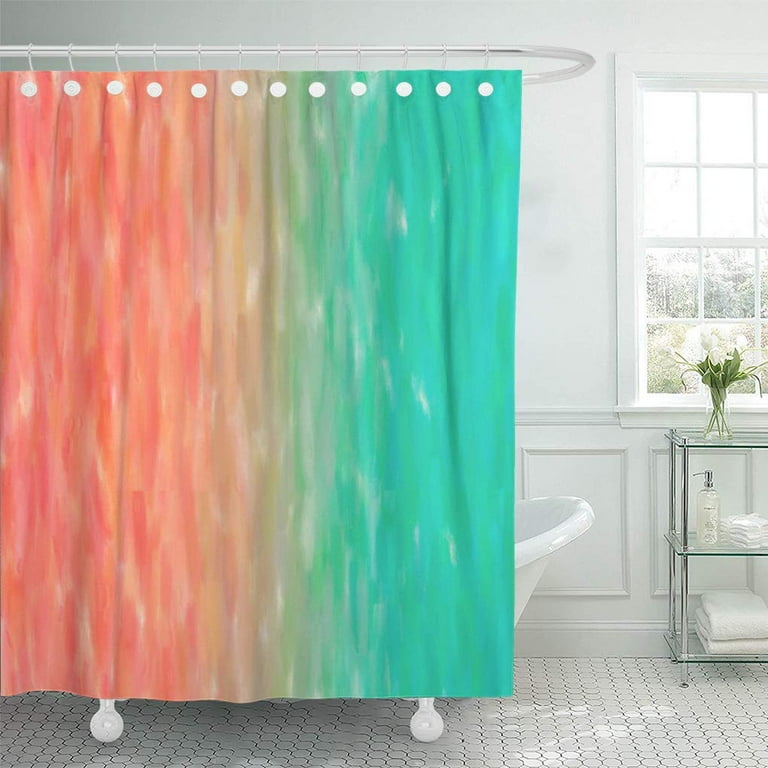 Coral and turquoise shower curtain store