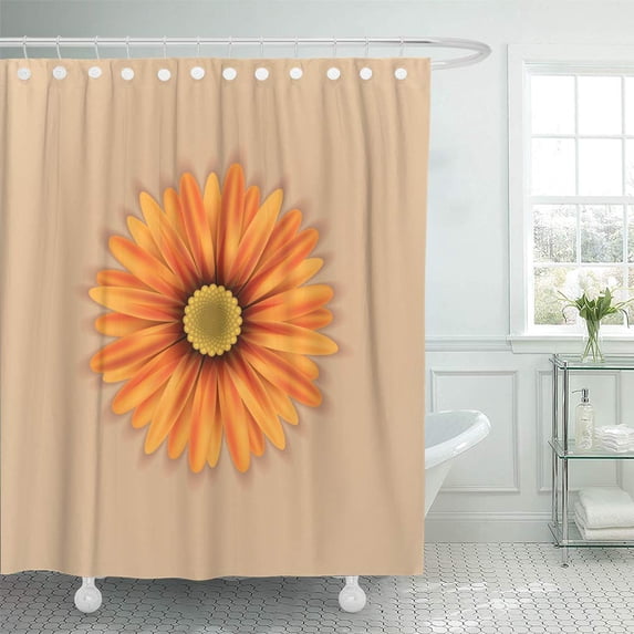 SUTTOM Colorful Abstract Realistic Yellow Orange Flower Beautiful Beauty Bright Chrysanthemum Shower Curtain 66x72 inch