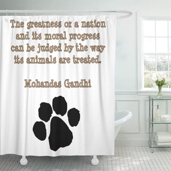 SUTTOM Dog Paw Ghandi Friend Gandhi Vegetarian Rescue Adoption Puppy Shower Curtain 66x72 inch
