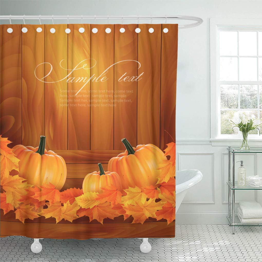 SUTTOM Fall Yellow Thanksgiving Pumpkins on Wooden Leaves Autumn Brown