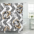 thumbnail image 1 of SUTTOM Floral of Gold Peony Flowers and Leaves on Gray Shower Curtain 60x72 inch, 1 of 1