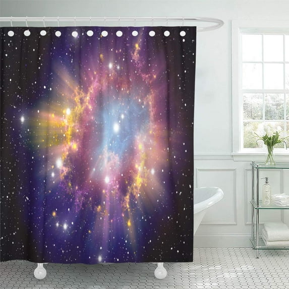SUTTOM Galaxy Black Space Supernova Explosion Colorful Universe Star Deep Shower Curtain 60x72 inch