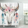 thumbnail image 1 of SUTTOM Glamour Boho Chic Cow Skull Feathers Glam Horns Bohemian Shower Curtain 60x72 inch, 1 of 1