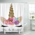 thumbnail image 1 of SUTTOM Glamour Floral Unicorn Girly Girls Glam Princess Enchanted Teen Shower Curtain 66x72 inch, 1 of 1