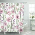thumbnail image 1 of SUTTOM Green Romantic of Watercolor Light Pink Flowers and Violet Shower Curtain 66x72 inch, 1 of 1
