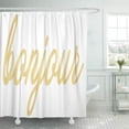 thumbnail image 1 of SUTTOM Hello Bonjour Gold Script Text Writing Modern Shower Curtain 66x72 inch, 1 of 1