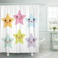 thumbnail image 1 of SUTTOM Kawaii Stars Face Eyes Boys and Girls Pink Green Blue Purple Yellow Pastel Colors Shower Curtain 66x72 inch, 1 of 1