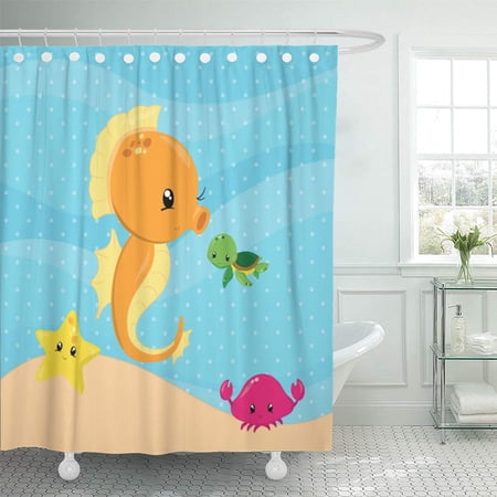 SUTTOM Kids Underwater Children Babies Cute Adorable Under Sea Shower Curtain 66x72 inch