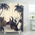 thumbnail image 1 of SUTTOM Mammal Orca Playing Duck Sea Ocean Palm Tropical Shower Curtain 60x72 inch, 1 of 1