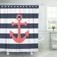 thumbnail image 1 of SUTTOM Modern Nautical Blue Stripes Coral Classic Girly Preppy Shower Curtain 60x72 inch, 1 of 1