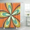 thumbnail image 1 of SUTTOM Orange Whimsical 70 Retro Spring Hippie Flower Floral Unique Shower Curtain 60x72 inch, 1 of 1