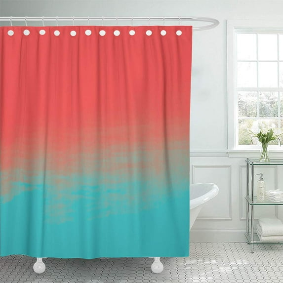 SUTTOM Paint Ombre Watercolor Teal and Painting Shower Curtain 66x72 inch