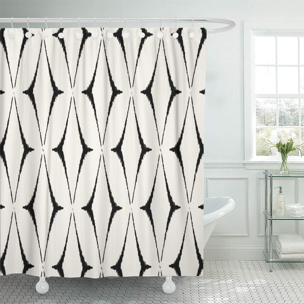 SUTTOM Pattern Modern Black and White Ikat Bold Contemporary Shower