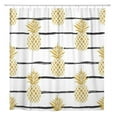 thumbnail image 1 of SUTTOM Pattern Summer Gold Pineapple on Striped Ananas Black Fruit Bathroom Shower Curtain 66x72 inch, 1 of 1