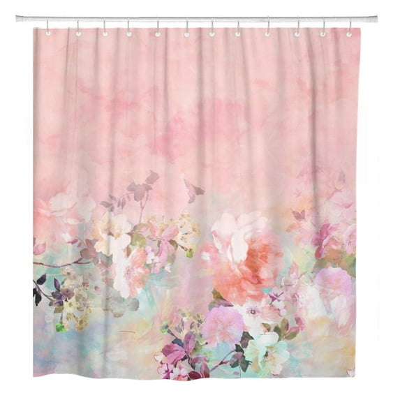 SUTTOM Pink Modern Blush Watercolor Ombre Floral Purple Roses Elegant Bathroom Shower Curtain 60x72 inch