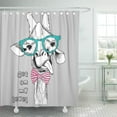 thumbnail image 1 of SUTTOM Portrait of Funny Giraffe in Pink Striped Tie Sunglasses Shower Curtain 60x72 inch, 1 of 1