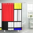 thumbnail image 1 of SUTTOM Red Modern Mondrian 13 X Blue Painting Geometrical Piet Shower Curtain 60x72 inch, 1 of 1