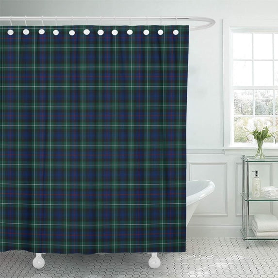 SUTTOM Red Tartan Royal Blue and Green Mackenzie Clan Scottish Shower Curtain 66x72 inch