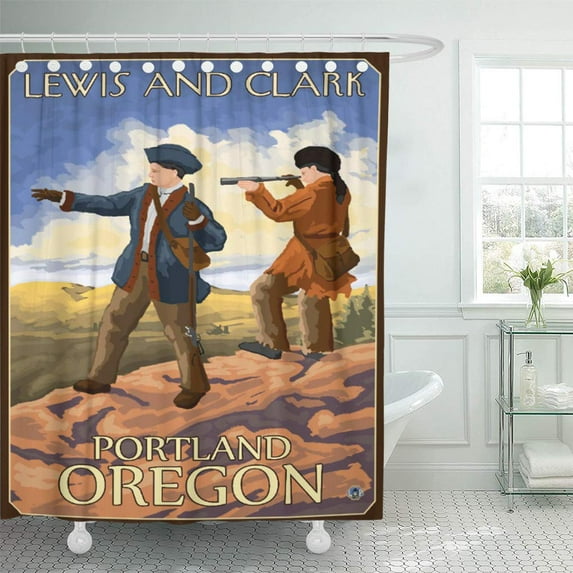 SUTTOM Retro Lewis and Clark Portland Vintage Antique Meriwether William Shower Curtain 60x72 inch
