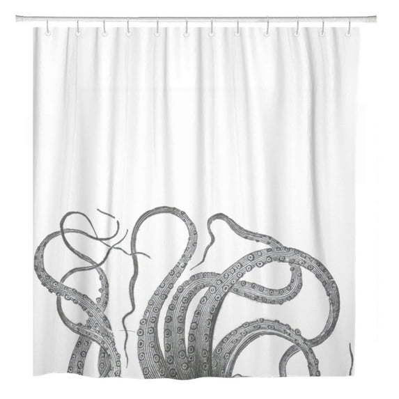 SUTTOM Steampunk Vintage Nautical Octopus Kraken Tentacles Steampun Goth Monogram Shower Curtain 60x72 inch