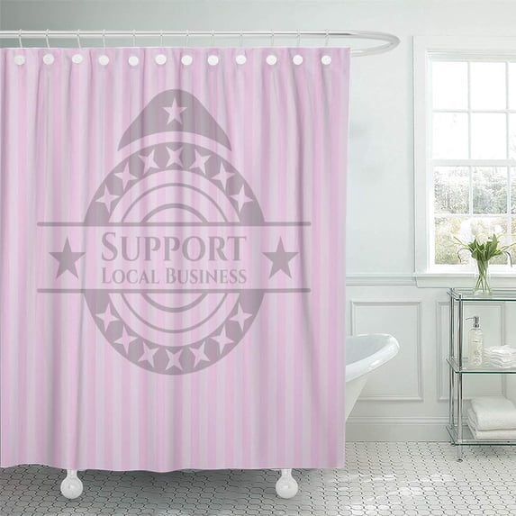 SUTTOM Support Local Retro Pink Emblem Shower Curtain 60x72 inch