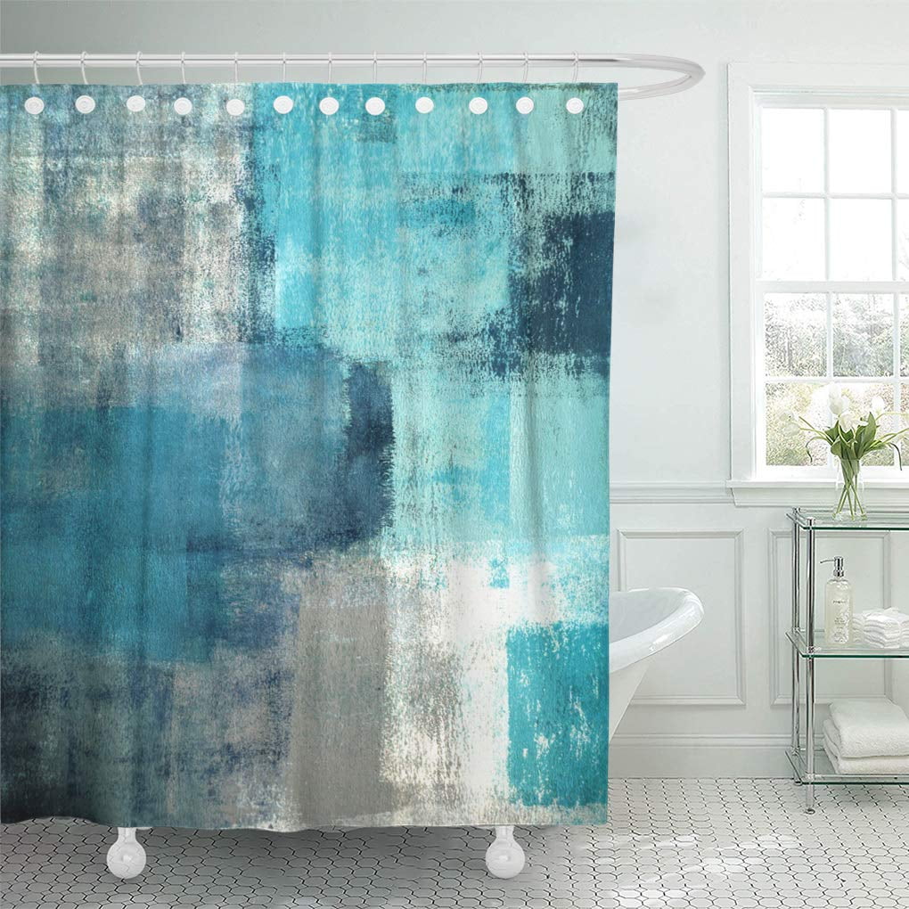 Teal And Gray Shower Curtain