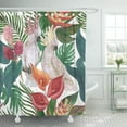 thumbnail image 1 of SUTTOM Watercolor Painting Seamless Pattern White Cockatoo Birds and Tropical Shower Curtain 60x72 inch, 1 of 1