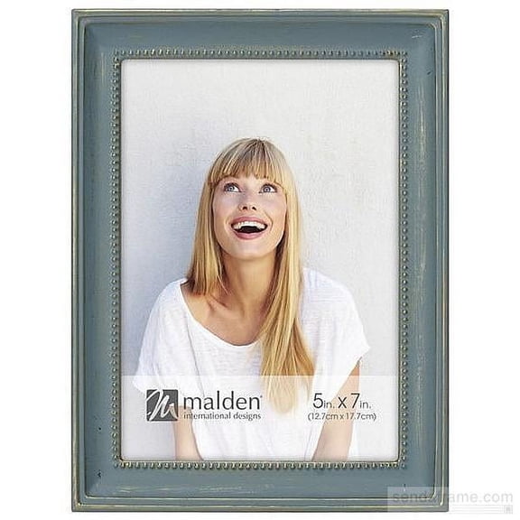 SUTTON TEAL BLUE-WASH on Beaded METALLIC frame by Malden