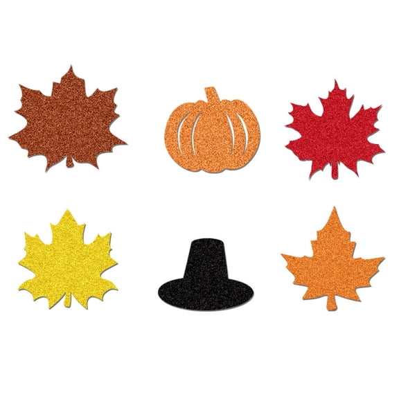 SUTWOEN 100PCS Thanksgiving Glitter Confetti Fall Leave Pumpkins Hats Table Scatter For Thanksgiving Fall Parties Table Decor DIY Crafts Home