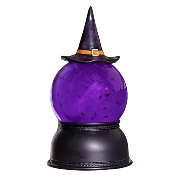 SUTWOEN 8.5 Inch LED Witch Hat Water Halloween Decor Liquid Motion Glitter Purple Light Tabletop Snow Ornament For Home Party Gift
