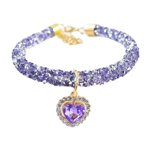 SUTWOEN Adjustable Heart Rhinestone Pet Necklace Crystal Bling Dog Cats Collar Fashion Pet Jewelry For Small Medium Dogs Cats Wedding Party Birthday Pet Accessory