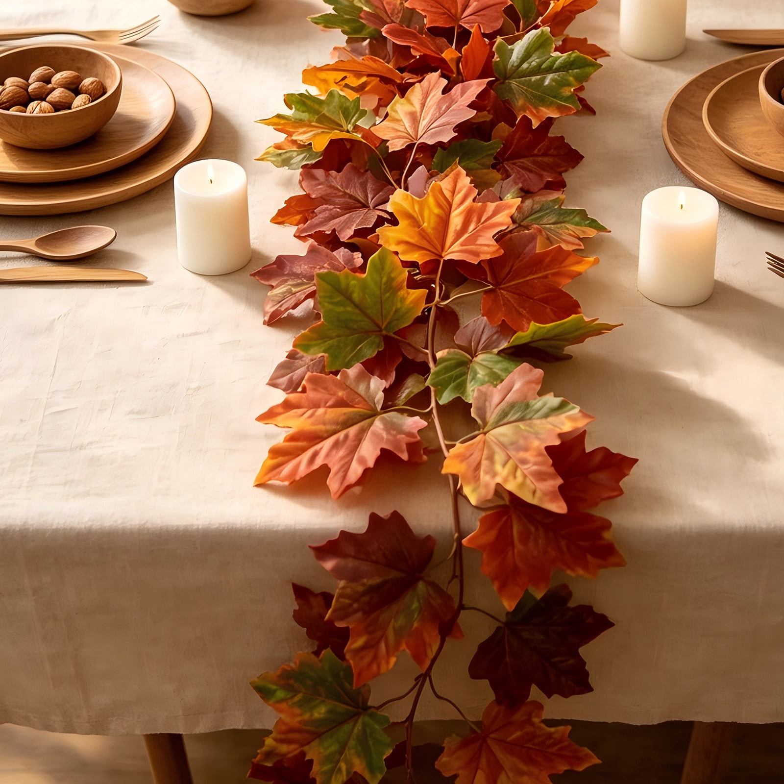 SUTWOEN Artificial Maple Leaf Garland, 68.9 Inch Fall Foliage Vine, 1 ...
