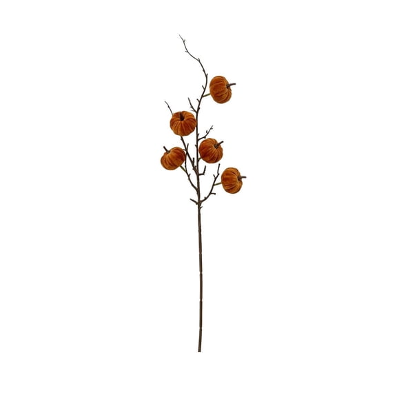 SUTWOEN Artificial Velvet Pumpkin Home Decor Border Supply Artificial Pumpkin With Branches Fake Berries