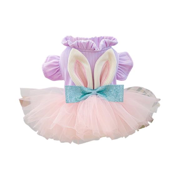 SUTWOEN Bunny Ears Dog Dress Spring Girl Puppy Clothes for Small Dog Easter Cat Dress for Cat Funny Tutu Dress Holiday Pet Outfit